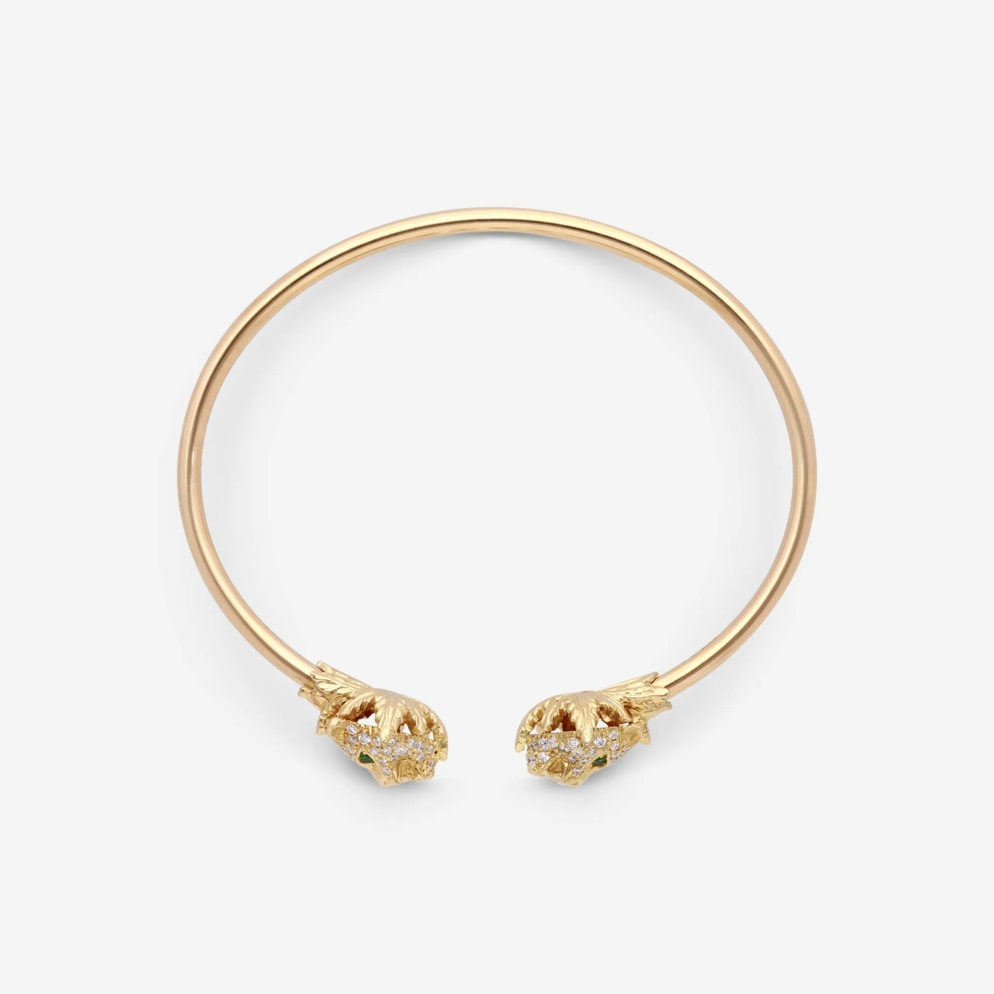Gucci Le Marche des Merveilles 18K Yellow Gold Diamond Tsavorite Bangle Bracelet YBA482053001