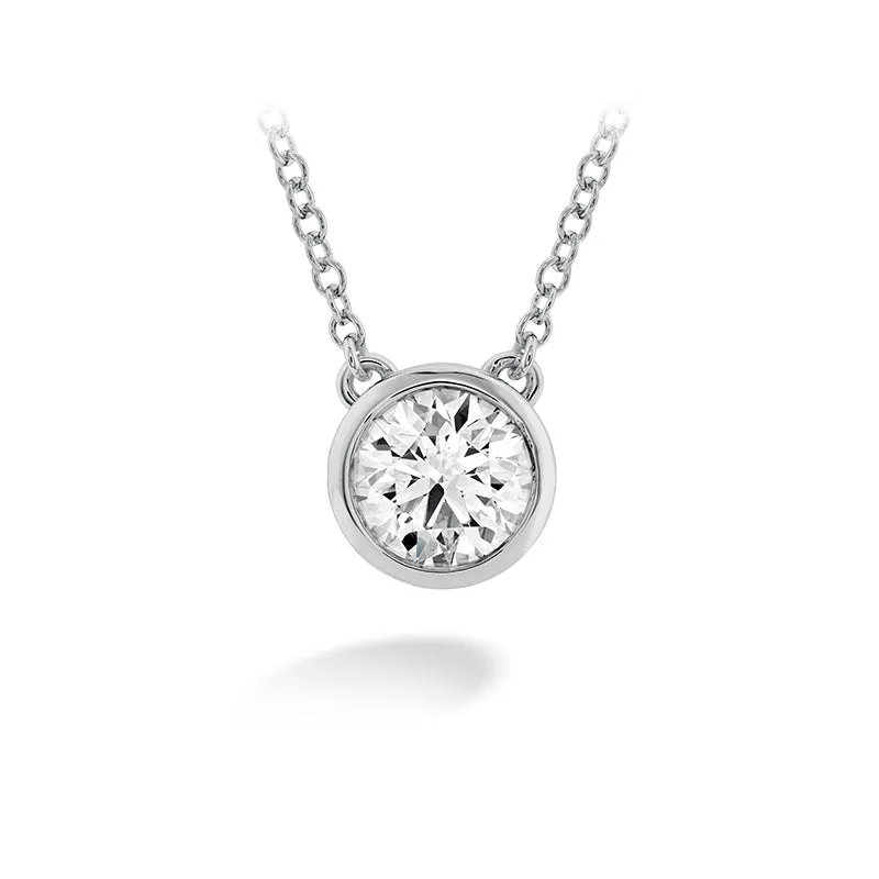 HEARTS ON FIRE 'CLASSIC' 18CT WHITE GOLD 0.36CT BEZEL SOLITAIRE DIAMOND PENDANT
