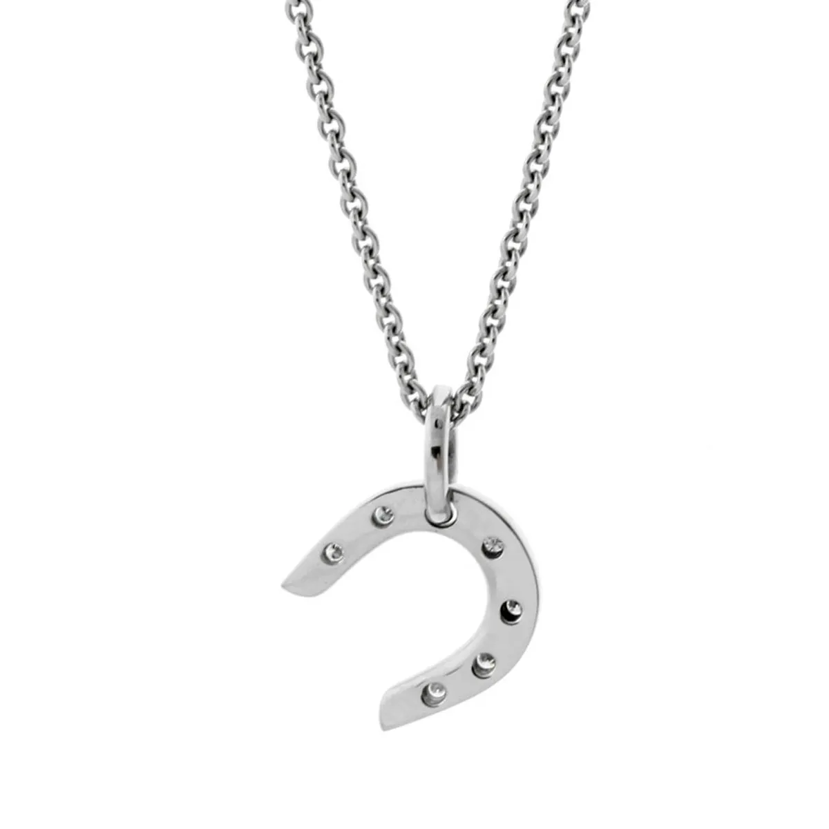 Hermes Horseshoe Diamond White Gold Necklace