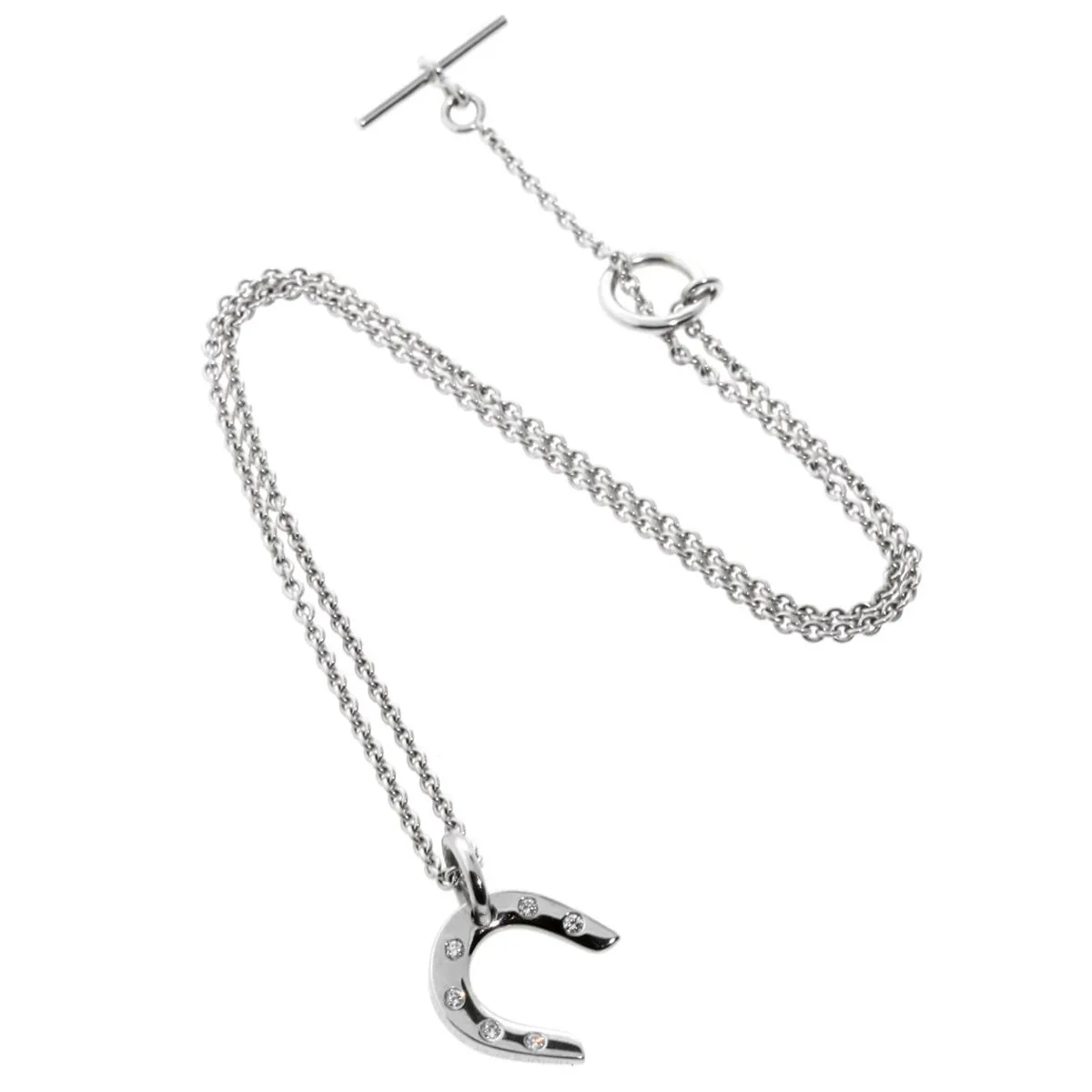 Hermes Horseshoe Diamond White Gold Necklace