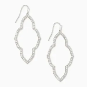 Kendra Scott-Abbie Silver Open Frame Earrings in White Crystal 4217719626