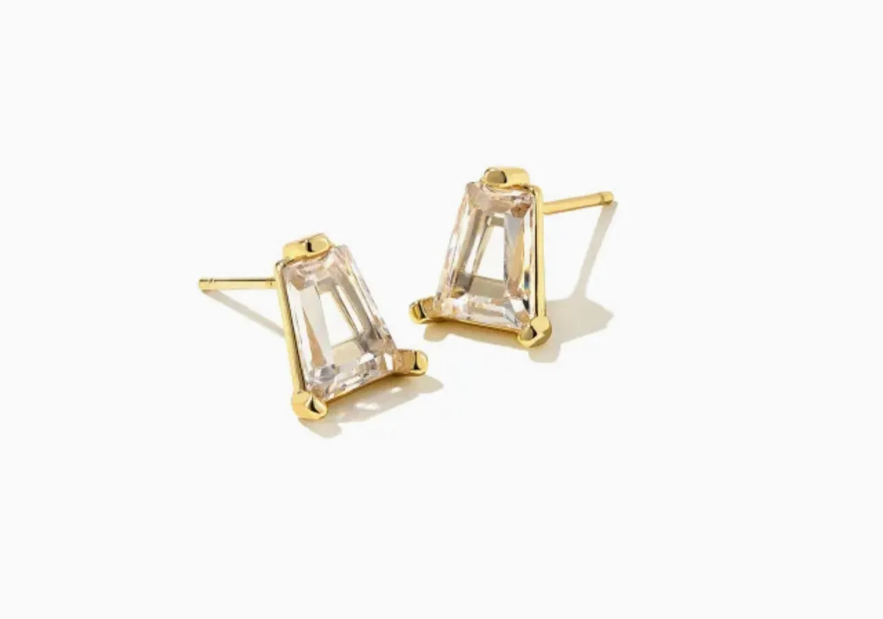 Kendra Scott-Blair Gold Stud Earrings in White Crystal 9608802873