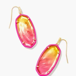 Kendra Scott-Elle Gold Enamel Framed Drop Earrings in Sunset Ombre Illusion 9608851328