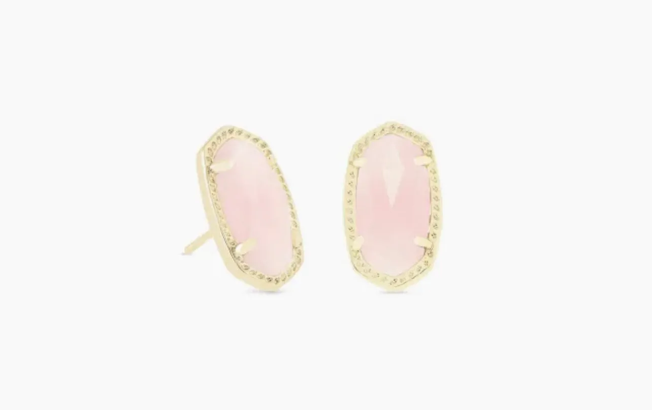 Kendra Scott-Ellie Gold Stud Earrings in Rose Quartz 4217715824