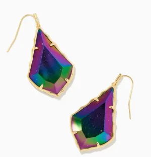 Kendra Scott-Faceted Alex Gold Drop Earrings in Iridescent Blue Goldstone 9608802912