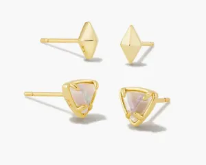 Kendra Scott-Greta Gold Stud Earrings Set of 2 in Ivory Mother-of-Pearl 9608853346
