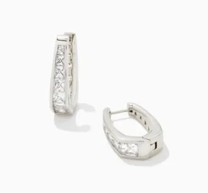 Kendra Scott-Parker Silver Hoop Earrings in White Crystal 9608802852
