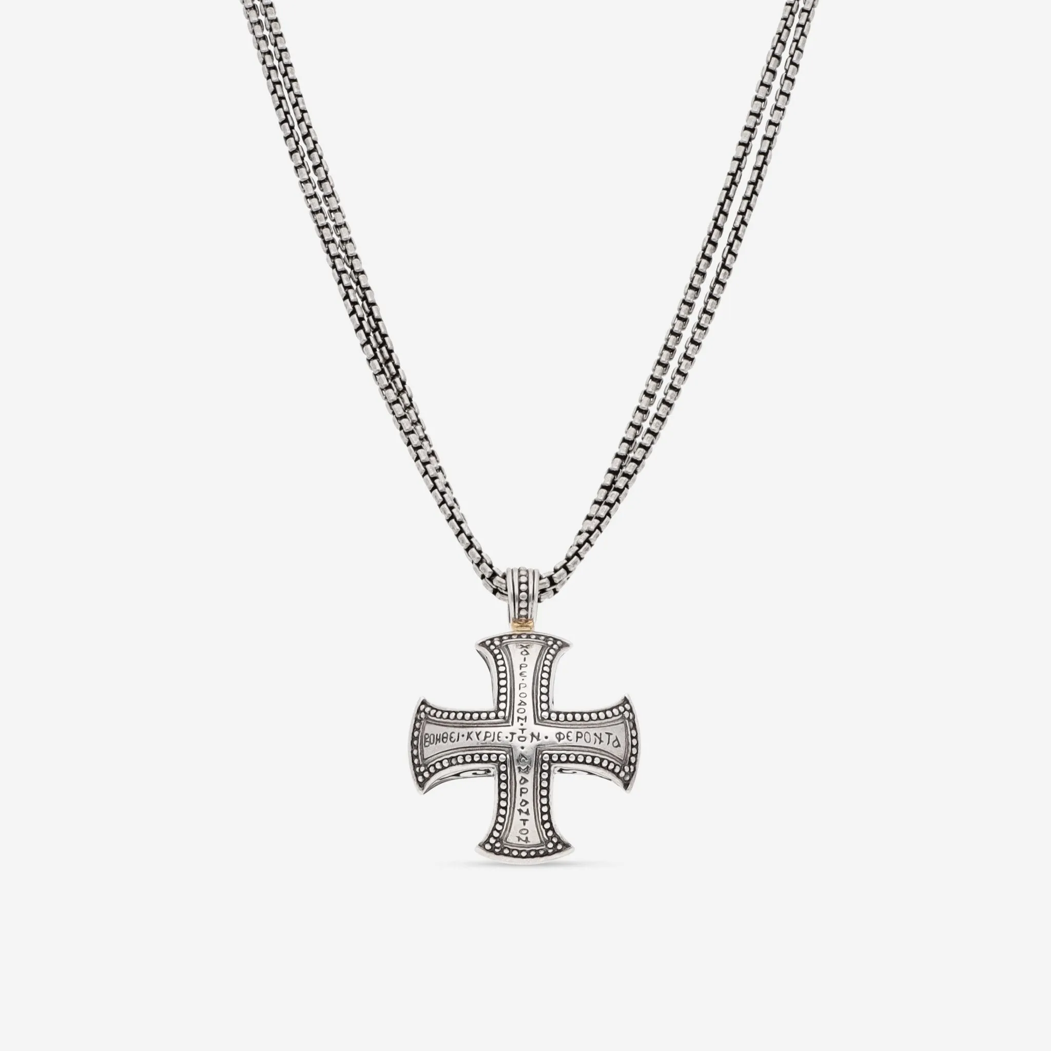 Konstantino SS Classic Sterling Silver 1.5mm Wide Silver Chain Necklace With Pendant STKJ201-131.CHKJ2-131-44