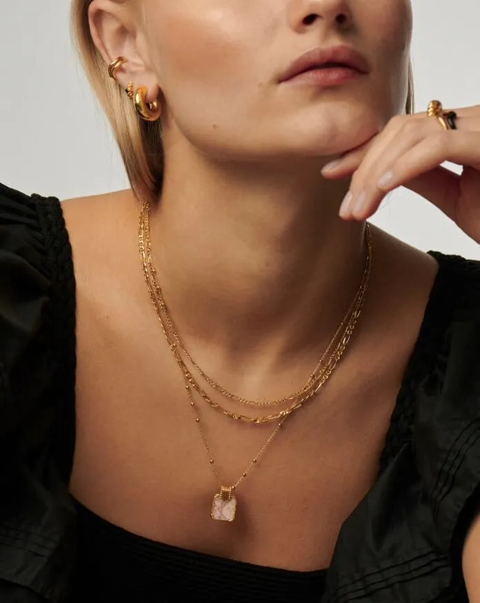 Lena Charm Necklace | 18k Gold Plated/Rhodochrosite