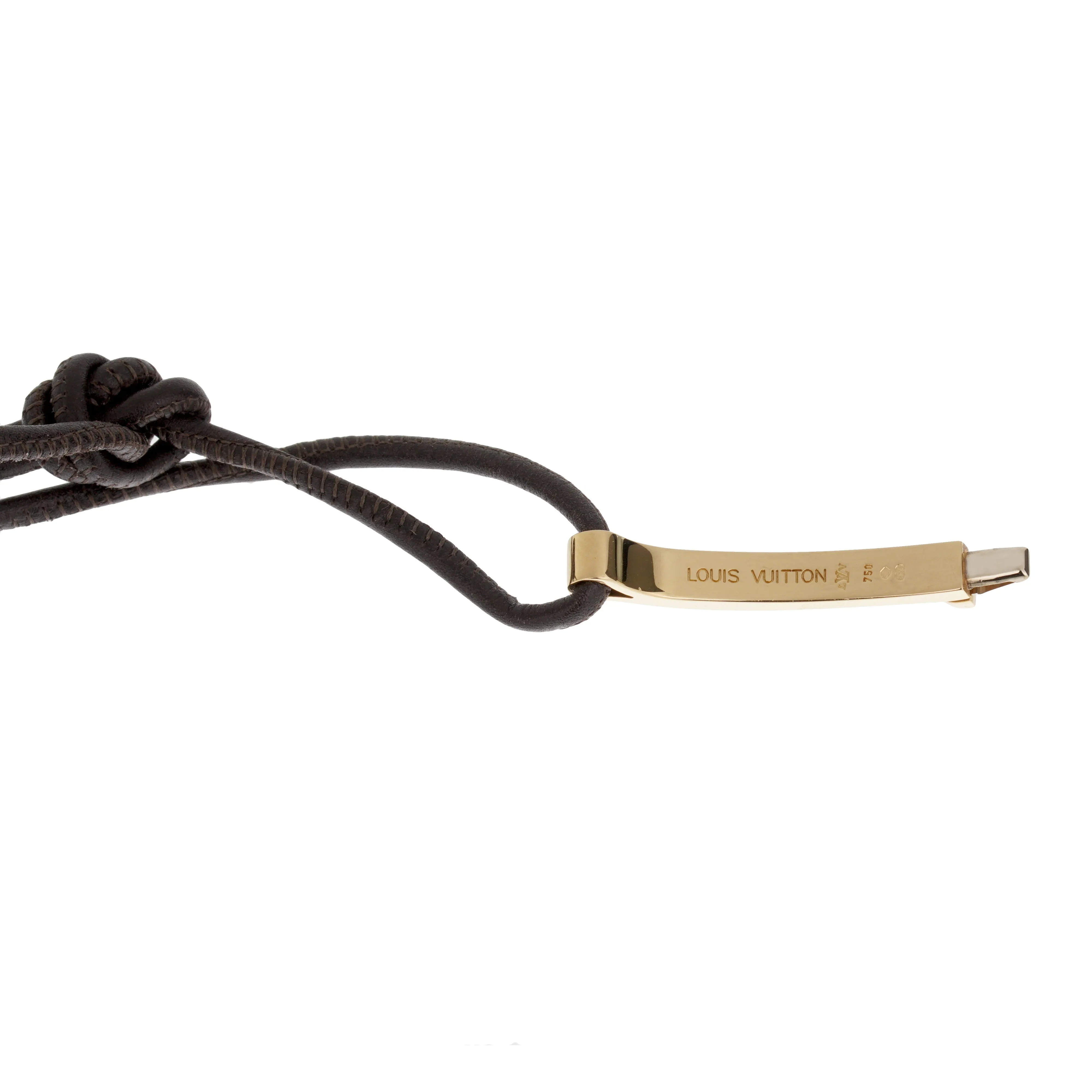 Louis Vuitton 18k Yellow Gold Bangle Leather Bracelet