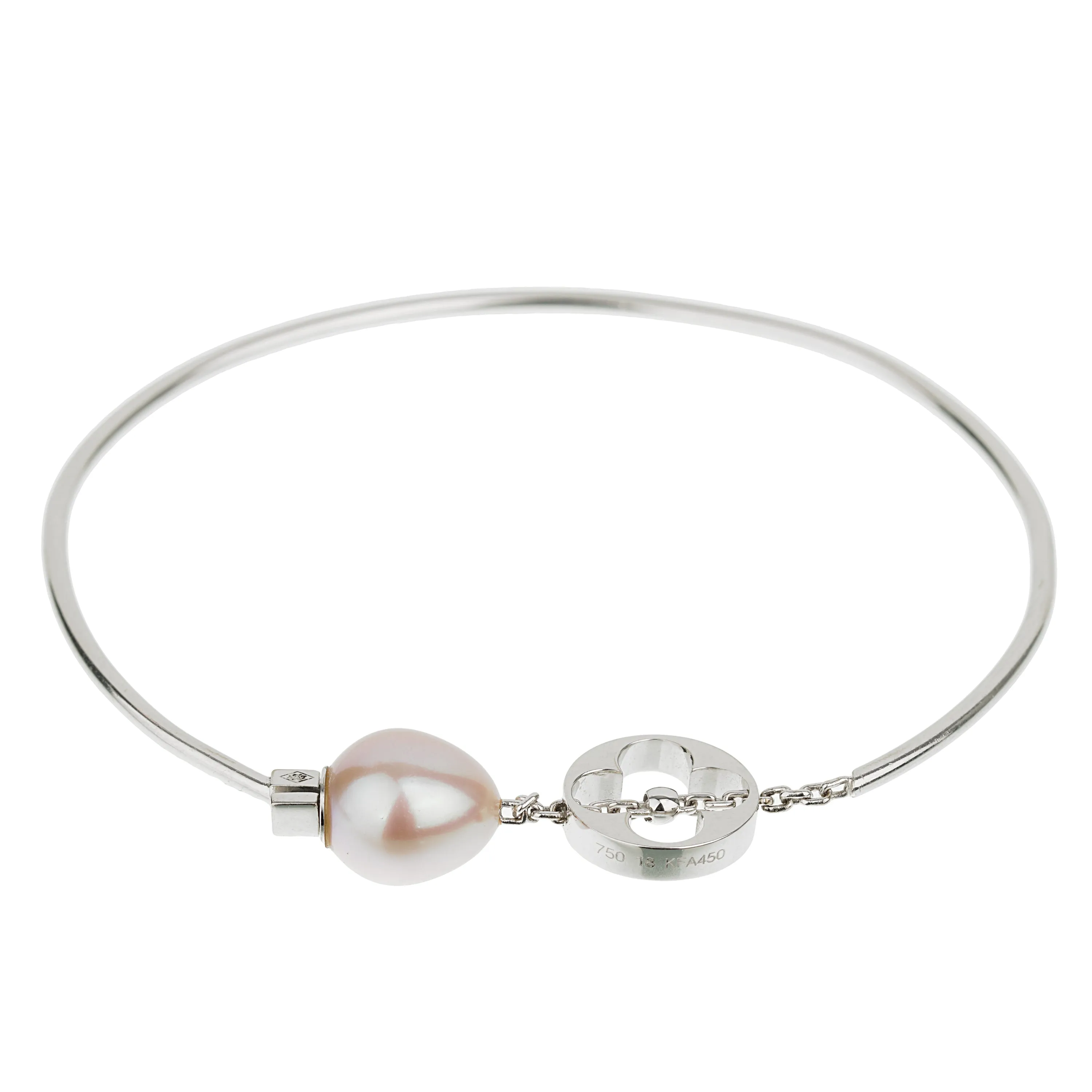 Louis Vuitton Monogram Pearl White Gold Bangle Bracelet