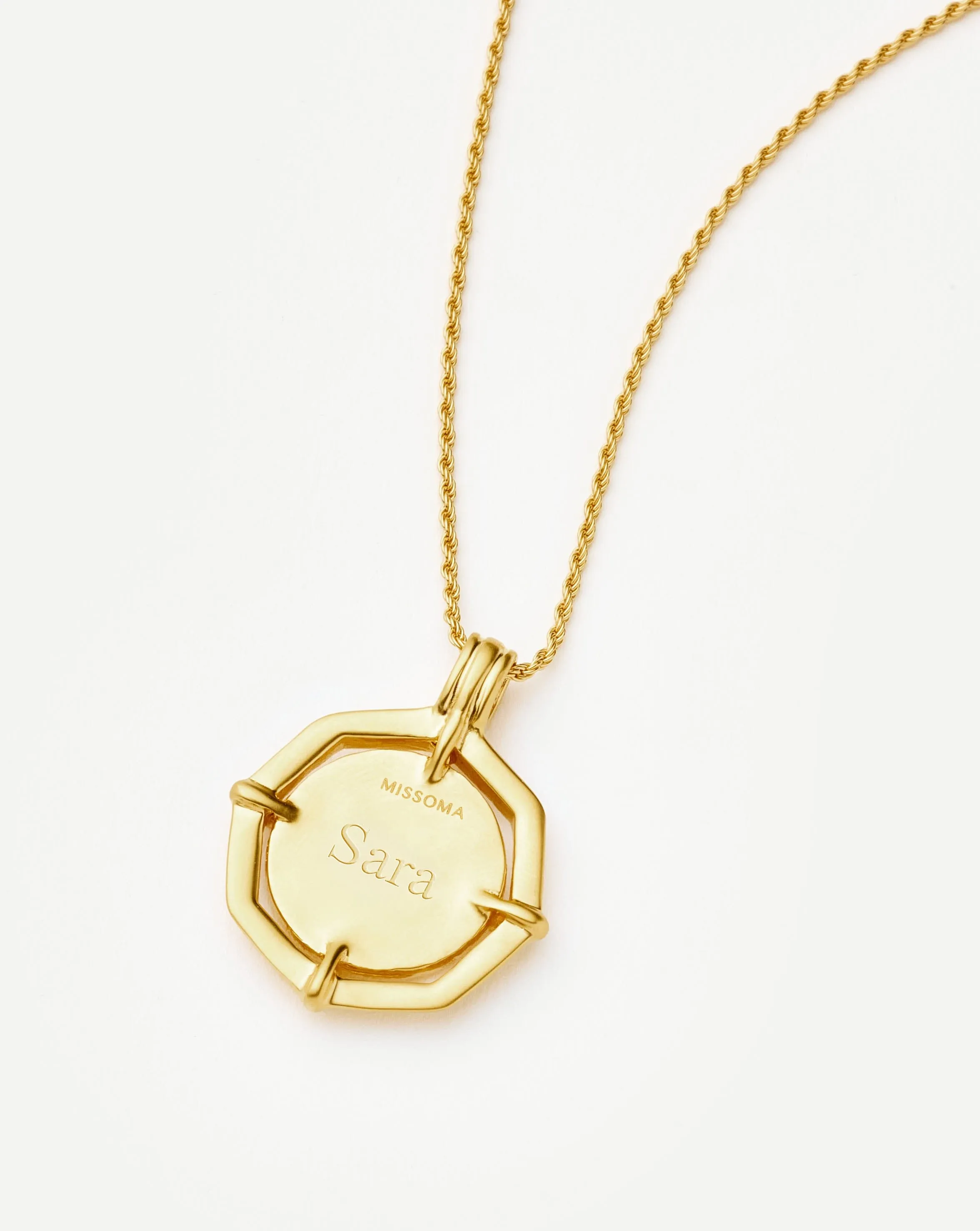 Lucy Williams Engravable Octagon Medallion Coin Necklace | 18k Gold Plated