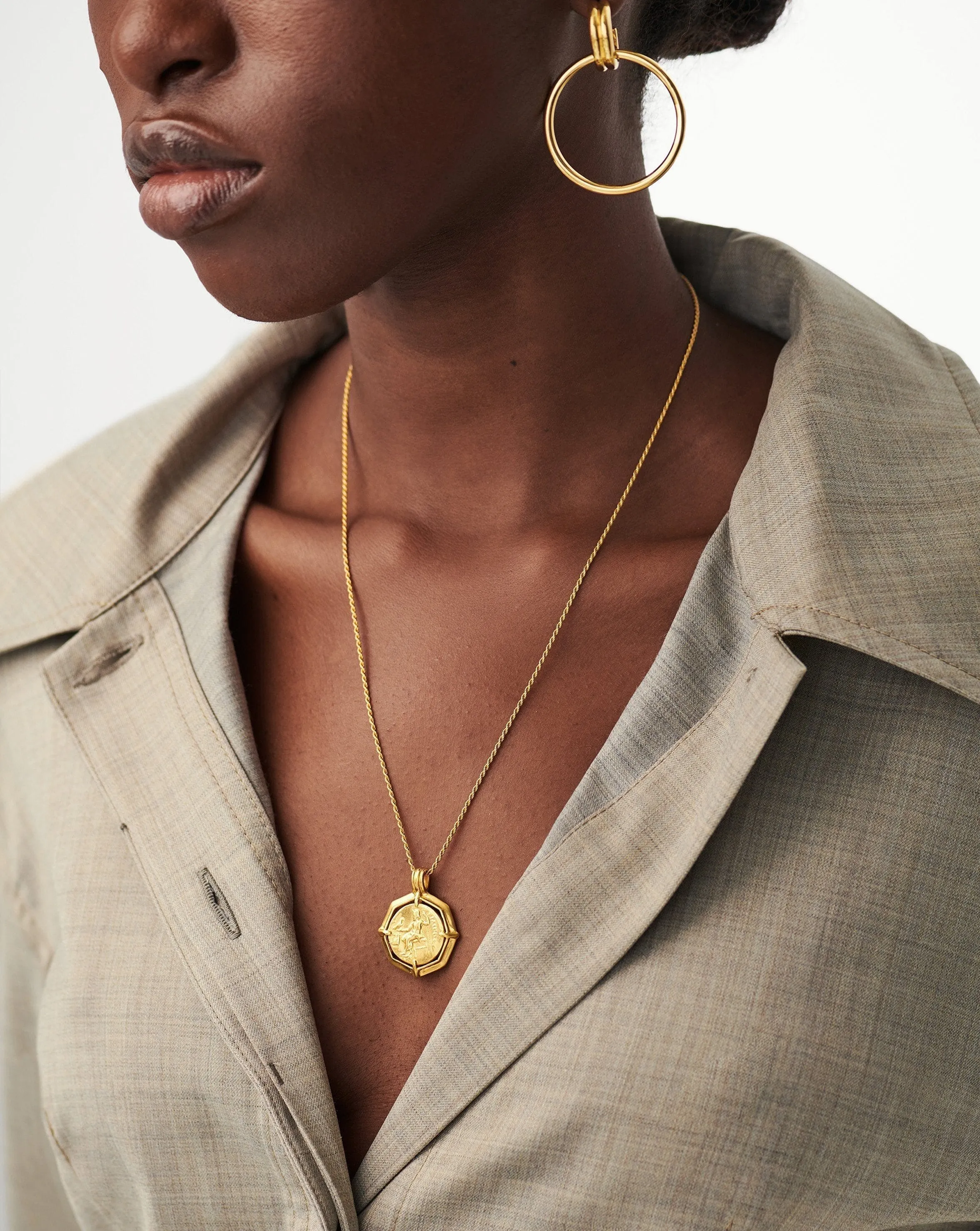 Lucy Williams Engravable Octagon Medallion Coin Necklace | 18k Gold Plated