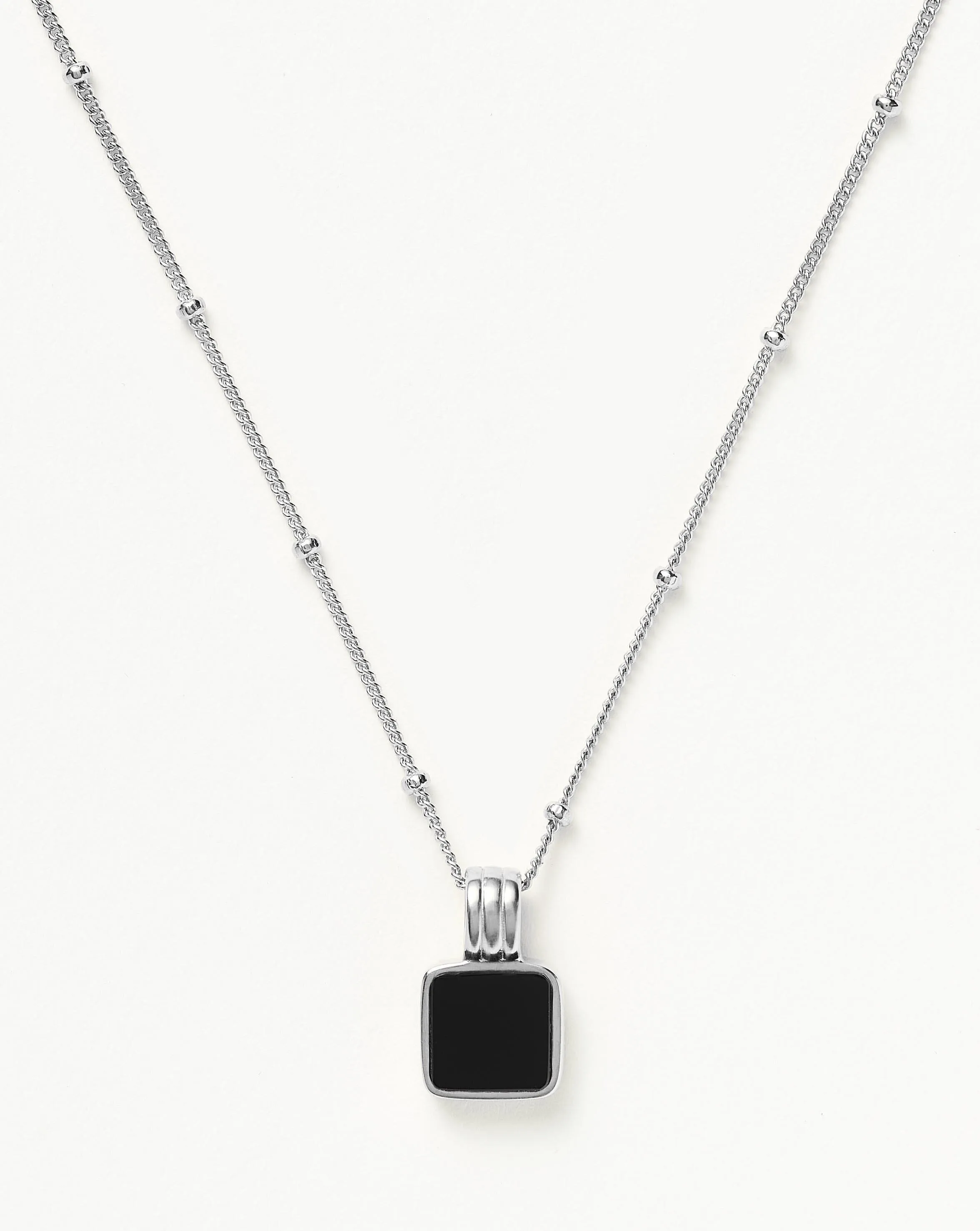 Lucy Williams Square Onyx Necklace | Sterling Silver/Black Onyx