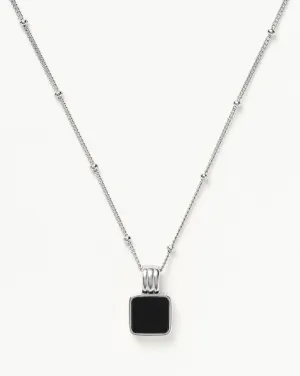 Lucy Williams Square Onyx Necklace | Sterling Silver/Black Onyx