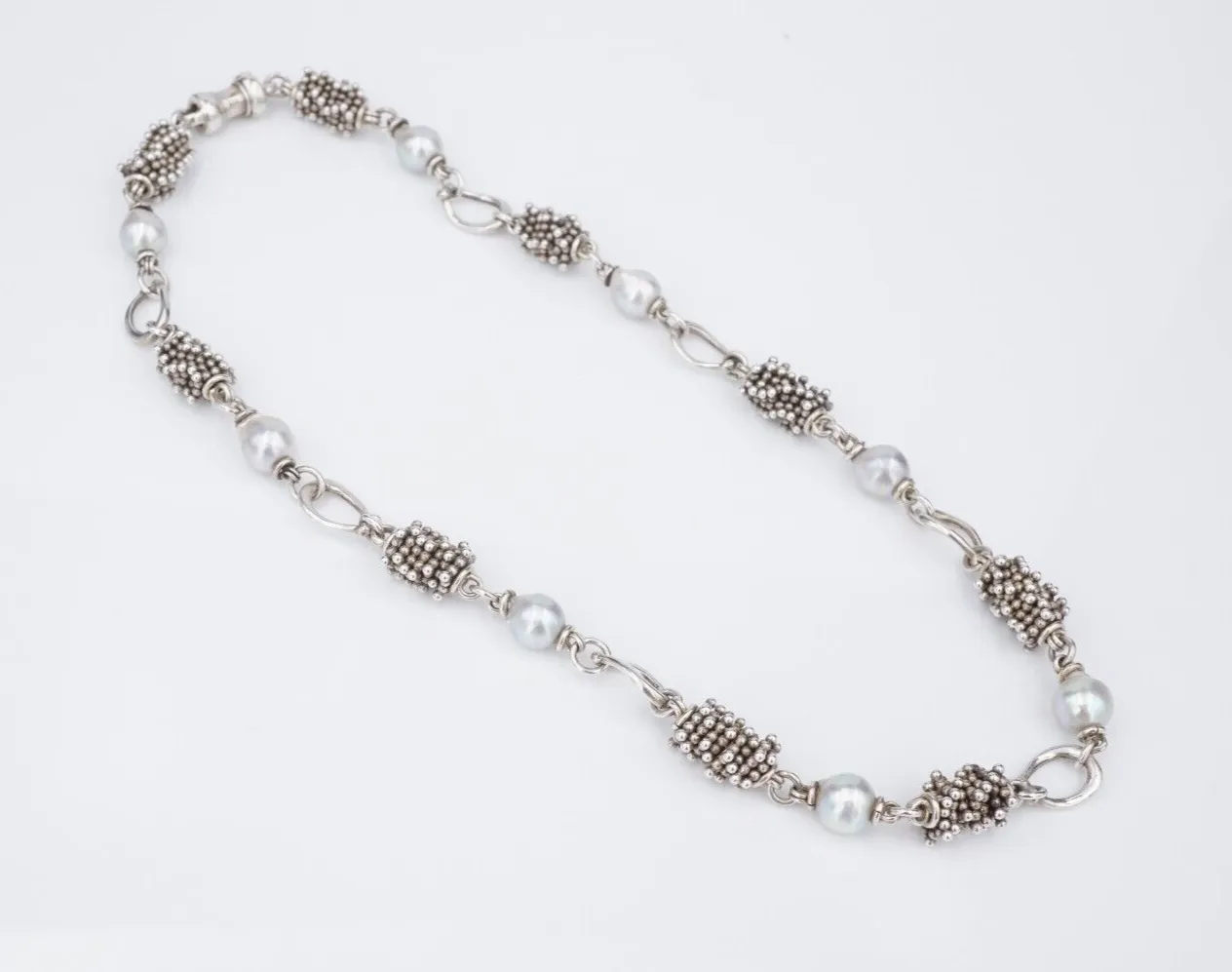 Michael Dawkins Necklace Sterling Silver Freshwater Pearl Bead 16" NS2169