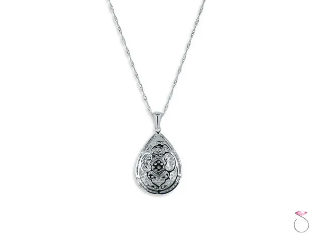 Micropave Diamond 1.12ct 18K White Gold Teardrop Pendant