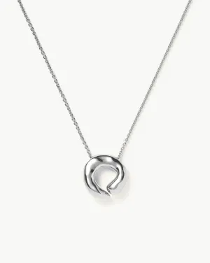 Molten Doughnut Pendant Necklace | Silver Plated