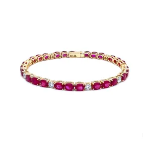 NEW ITALIAN ART 18CT ROSE GOLD RUBY AND DIAMOND LINE BRACELET