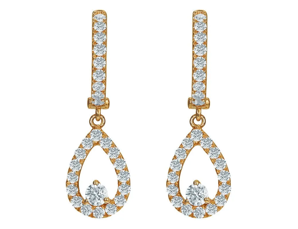Odelia 18kt Rose Gold Pav Tear Drop Earrings