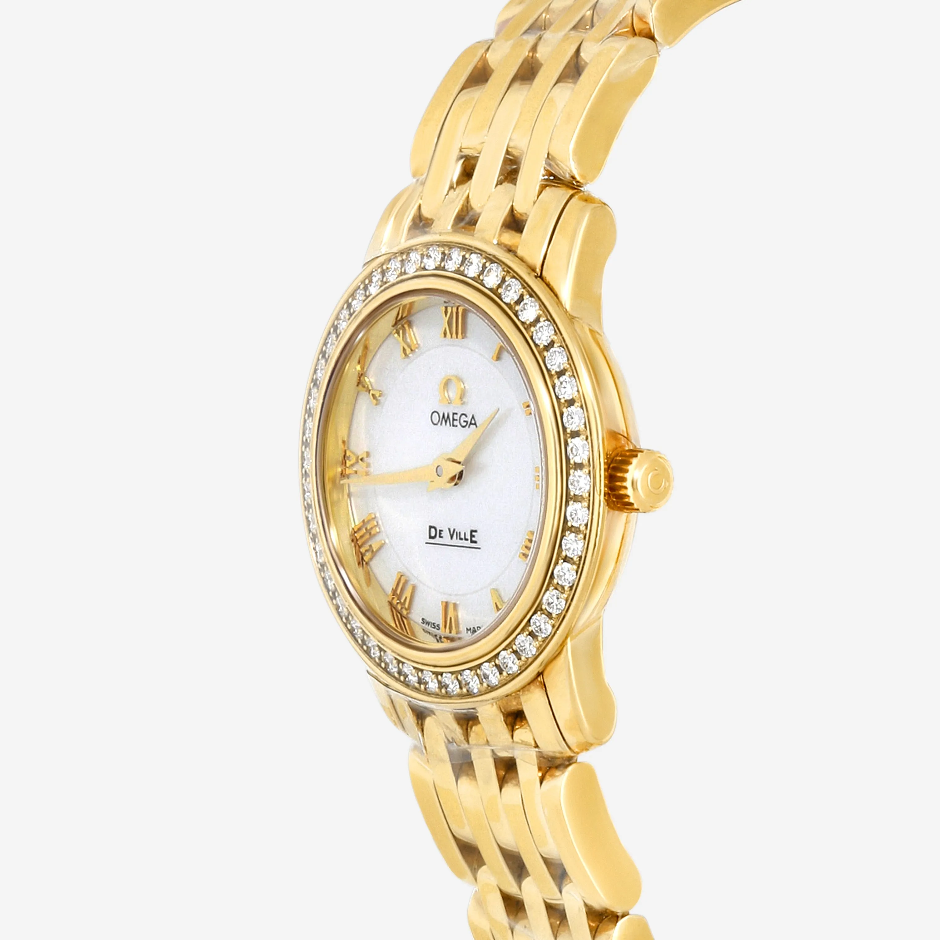 Omega De Ville Prestige 18K Yellow Gold Mother Of Pearl Diamond Quartz Ladies Watch 4175.71.00