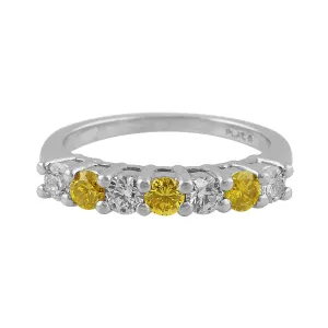 Platinum Diamond and Fancy Yellow Diamond Band