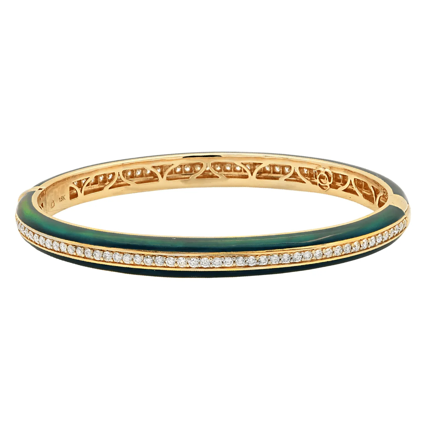 Post-1980s 18KT Yellow Gold Diamond & Ceramic Bracelet