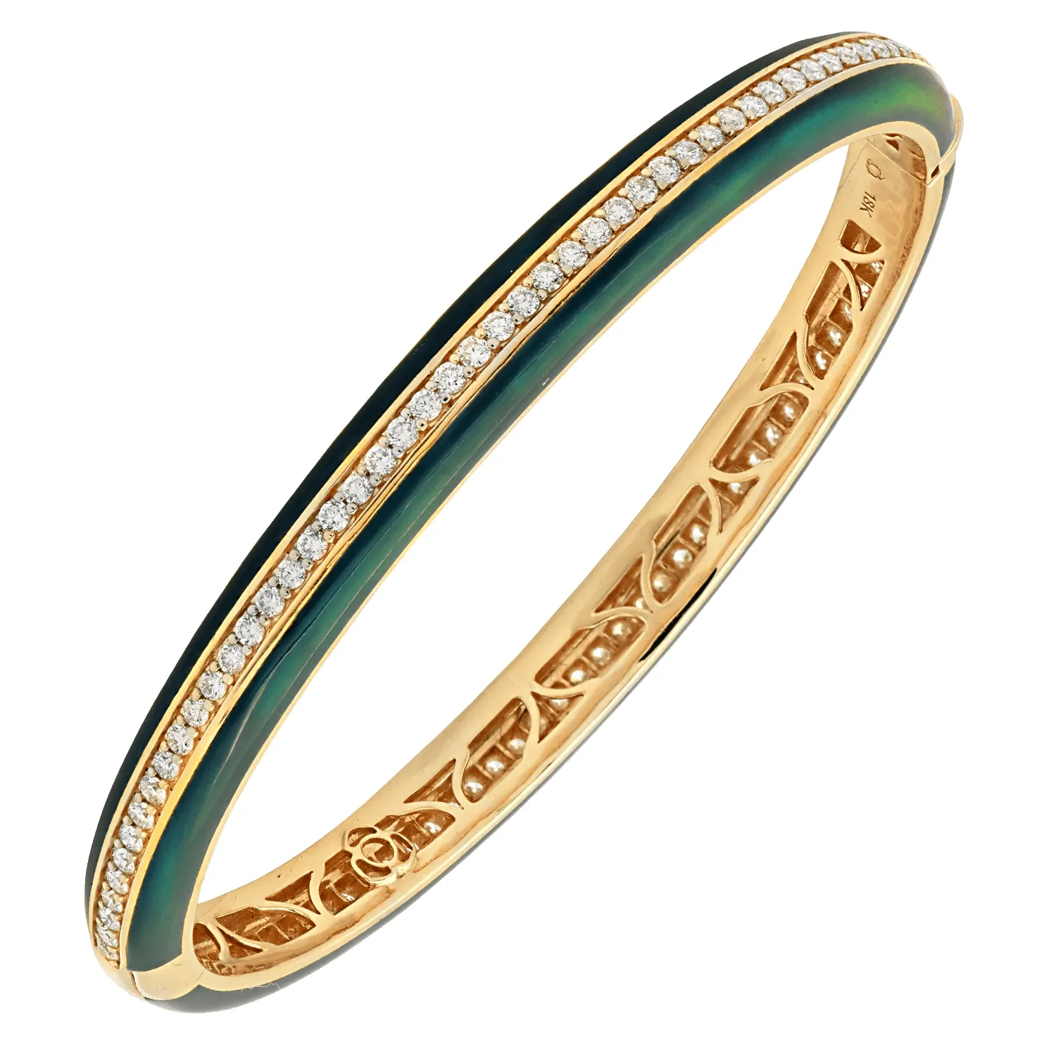 Post-1980s 18KT Yellow Gold Diamond & Ceramic Bracelet