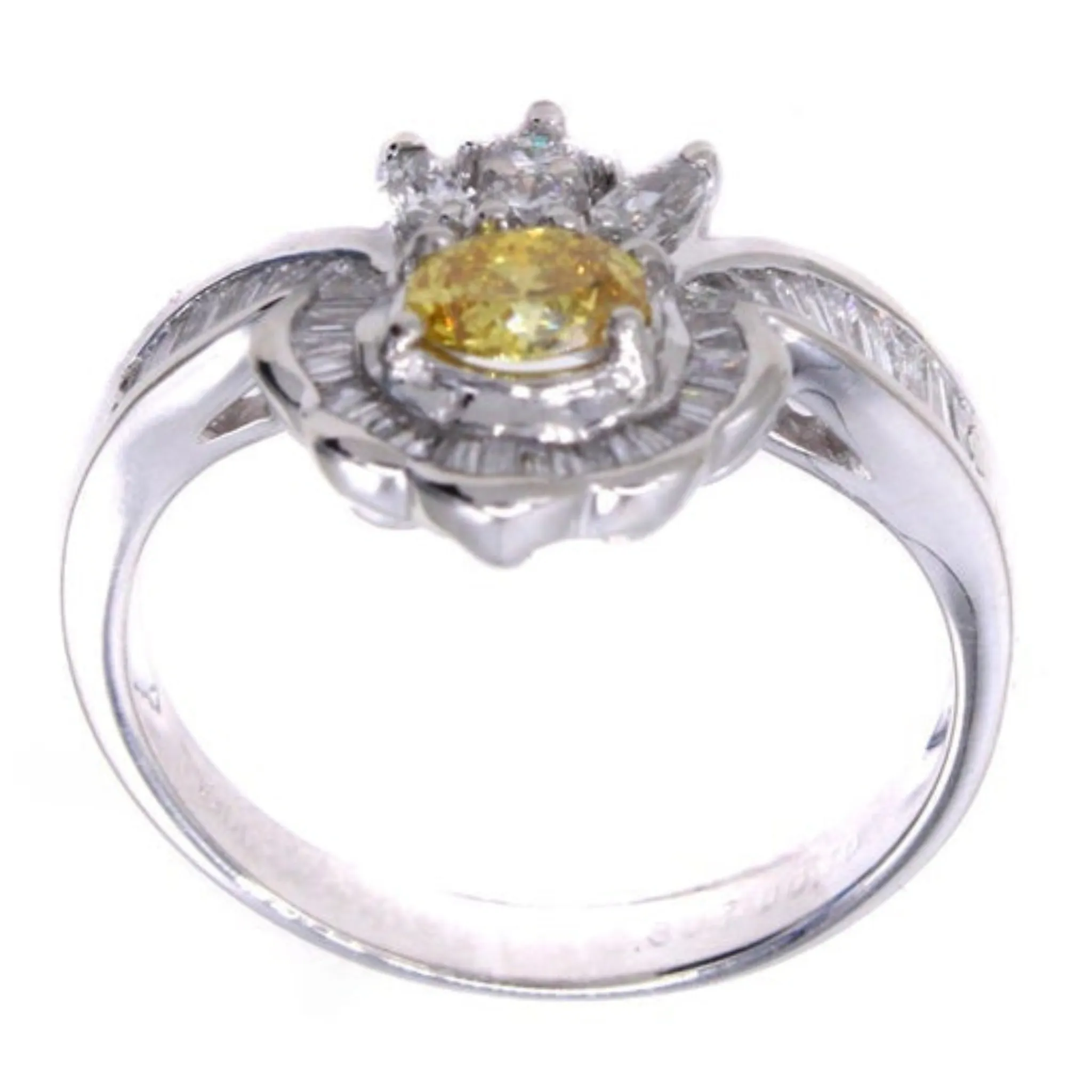 Post-1980s Platinum Fancy Vivid Orange-Yellow Diamond Ring