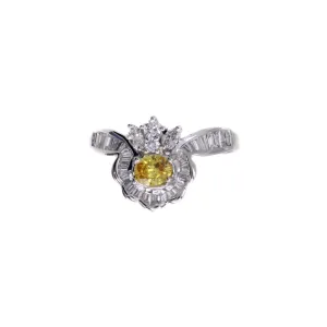 Post-1980s Platinum Fancy Vivid Orange-Yellow Diamond Ring