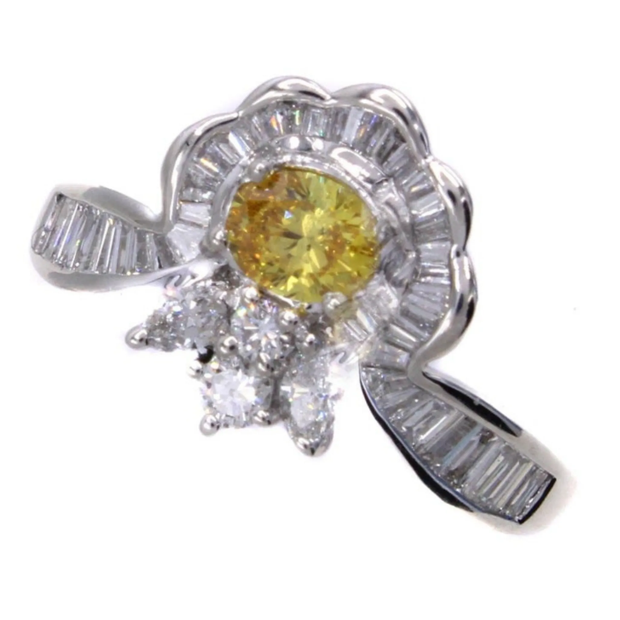 Post-1980s Platinum Fancy Vivid Orange-Yellow Diamond Ring