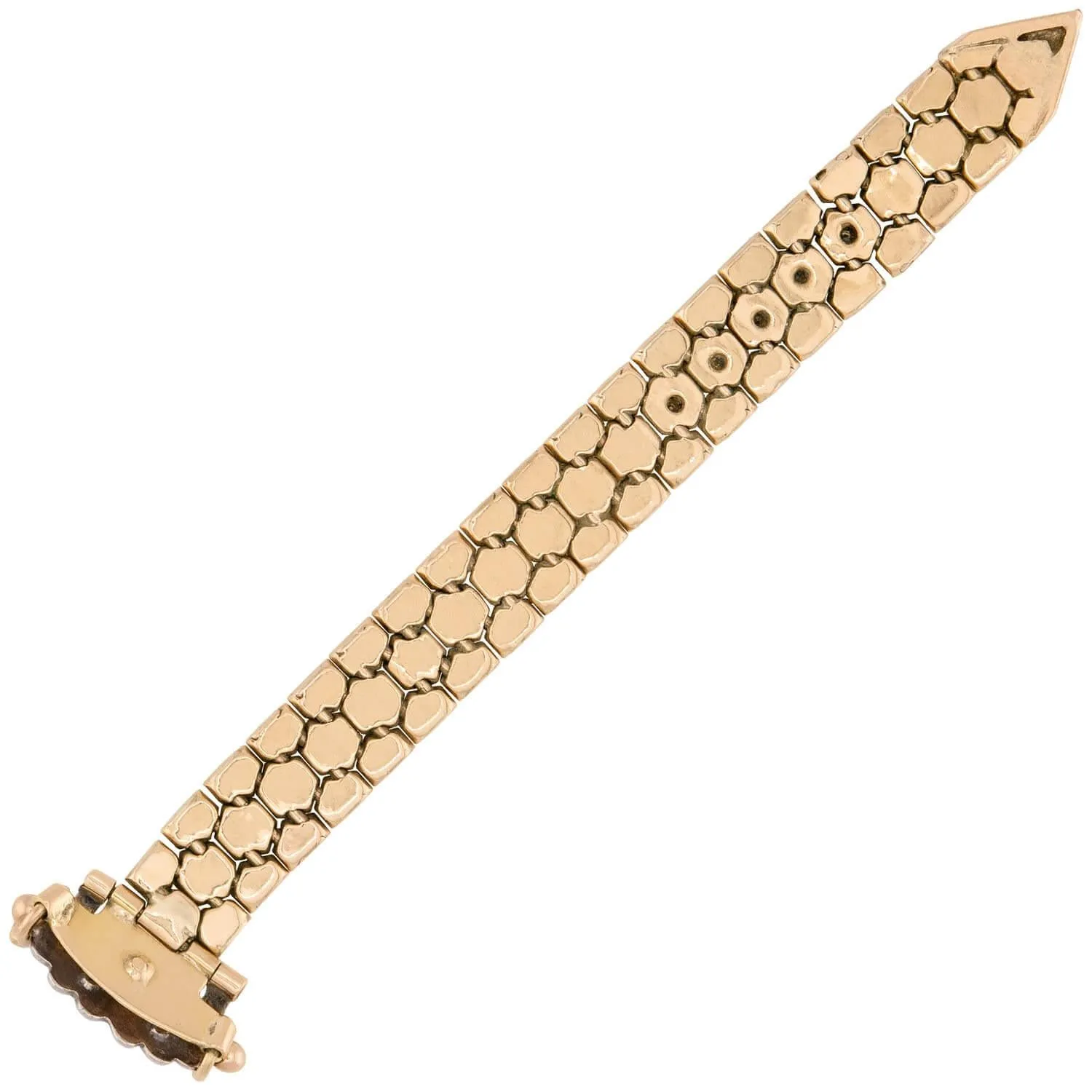 Retro 14k Diamond Adjustable Buckle Ring
