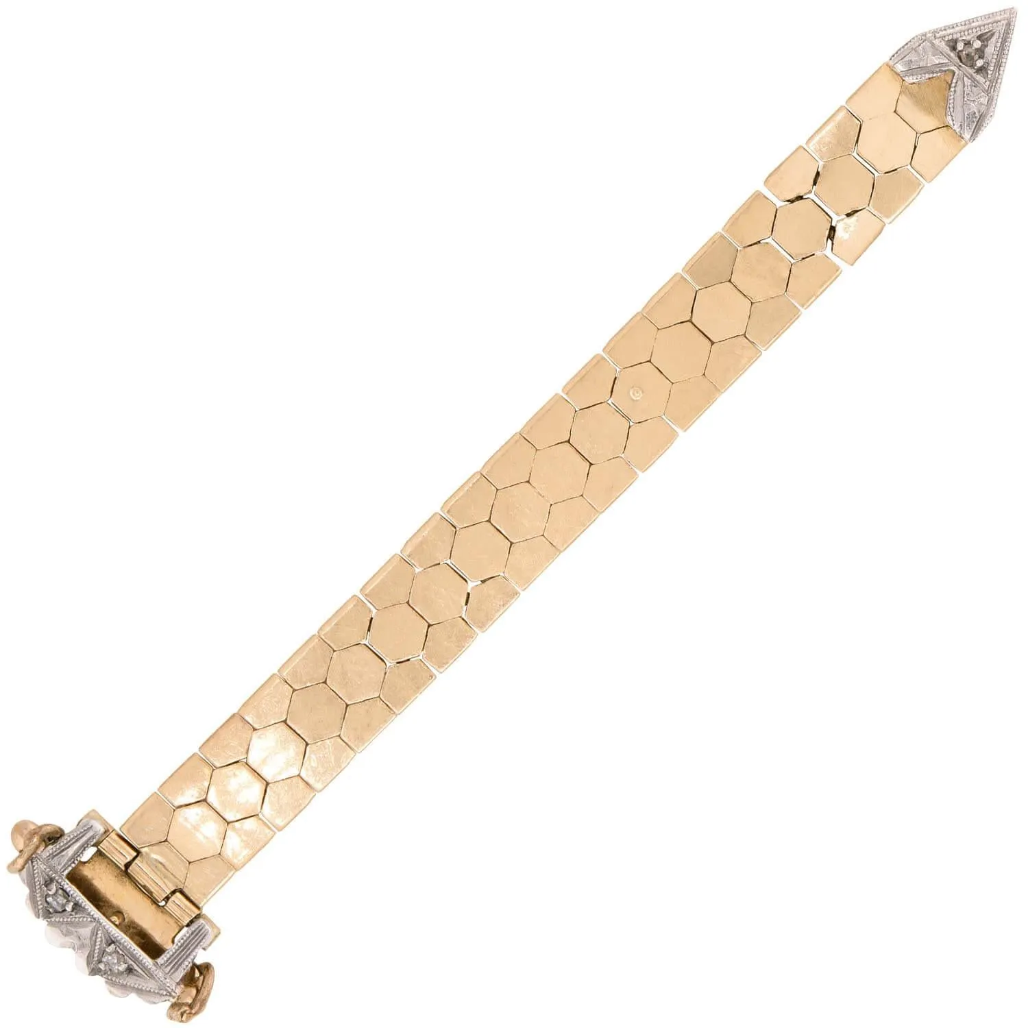 Retro 14k Diamond Adjustable Buckle Ring