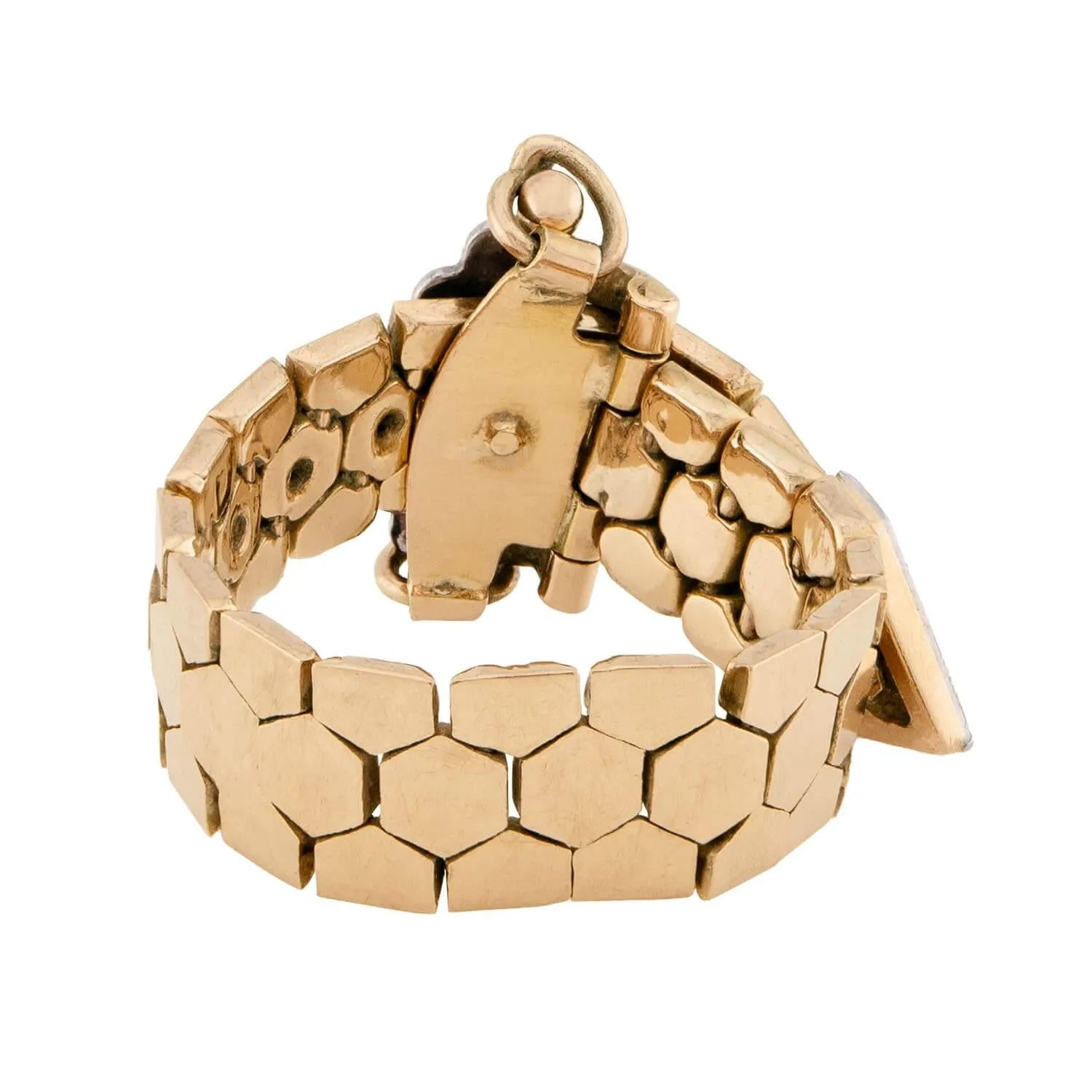 Retro 14k Diamond Adjustable Buckle Ring
