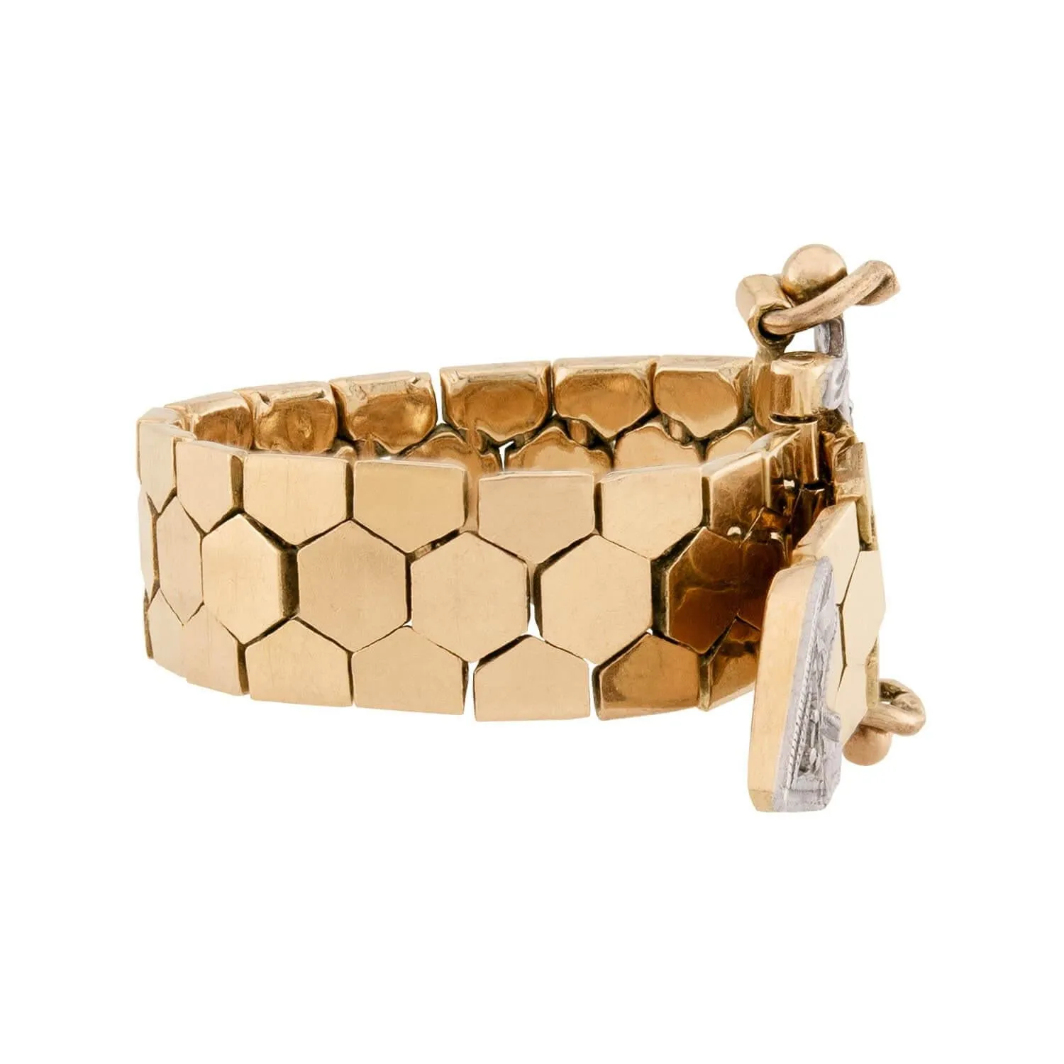 Retro 14k Diamond Adjustable Buckle Ring