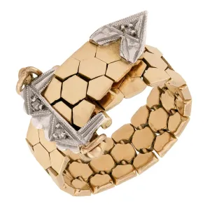 Retro 14k Diamond Adjustable Buckle Ring