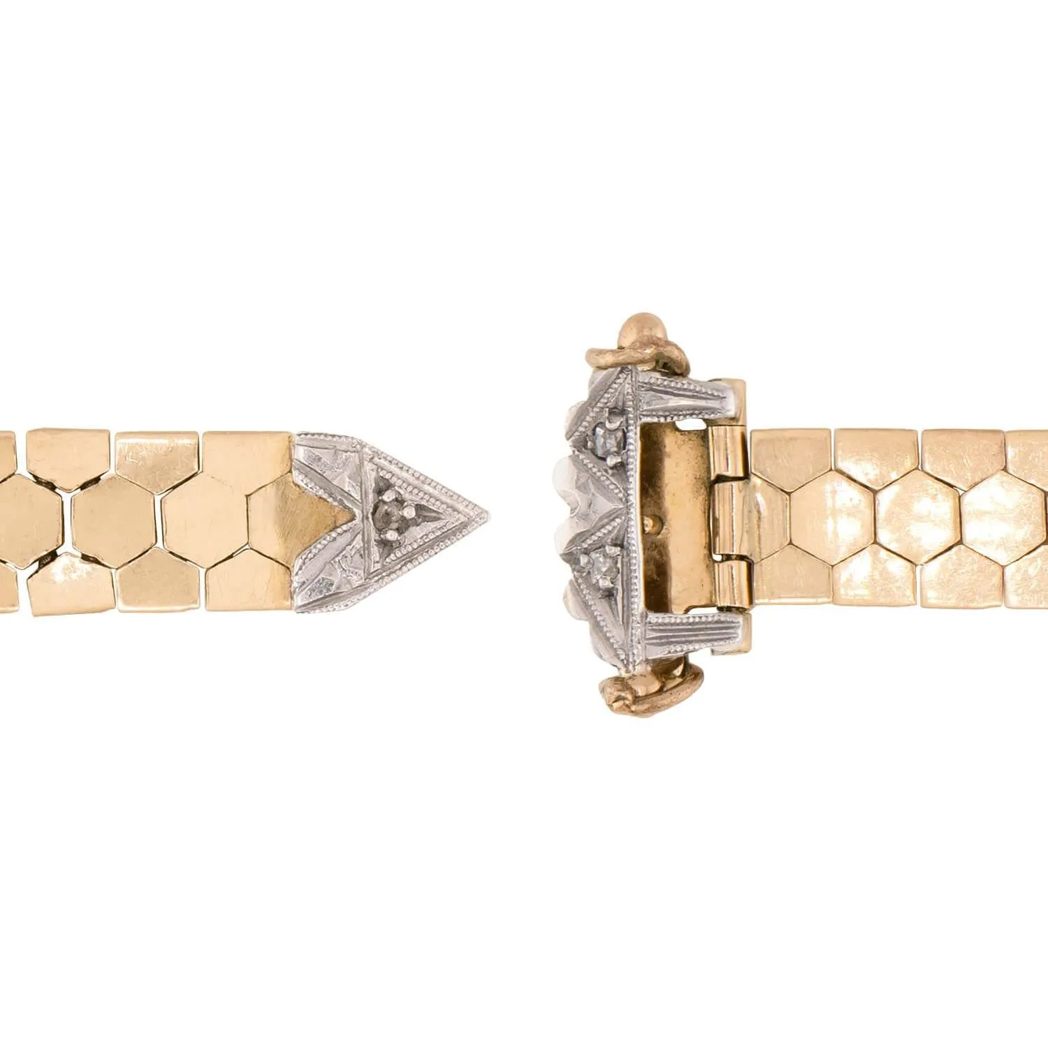 Retro 14k Diamond Adjustable Buckle Ring