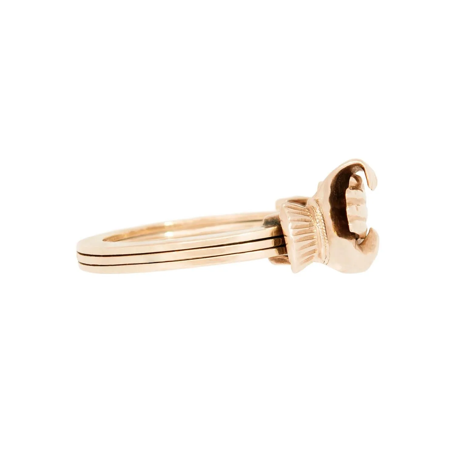Retro 14k Moveable 3 band Claddagh Ring