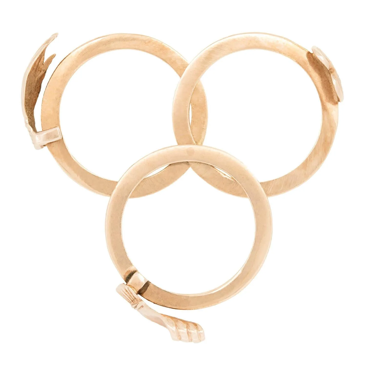 Retro 14k Moveable 3 band Claddagh Ring