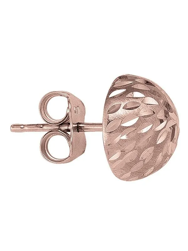 TA131 - PINK GOLD HALF BALL DIAMOND CUT STUD EARRING
