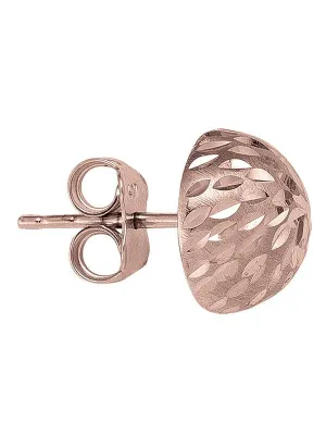 TA131 - PINK GOLD HALF BALL DIAMOND CUT STUD EARRING