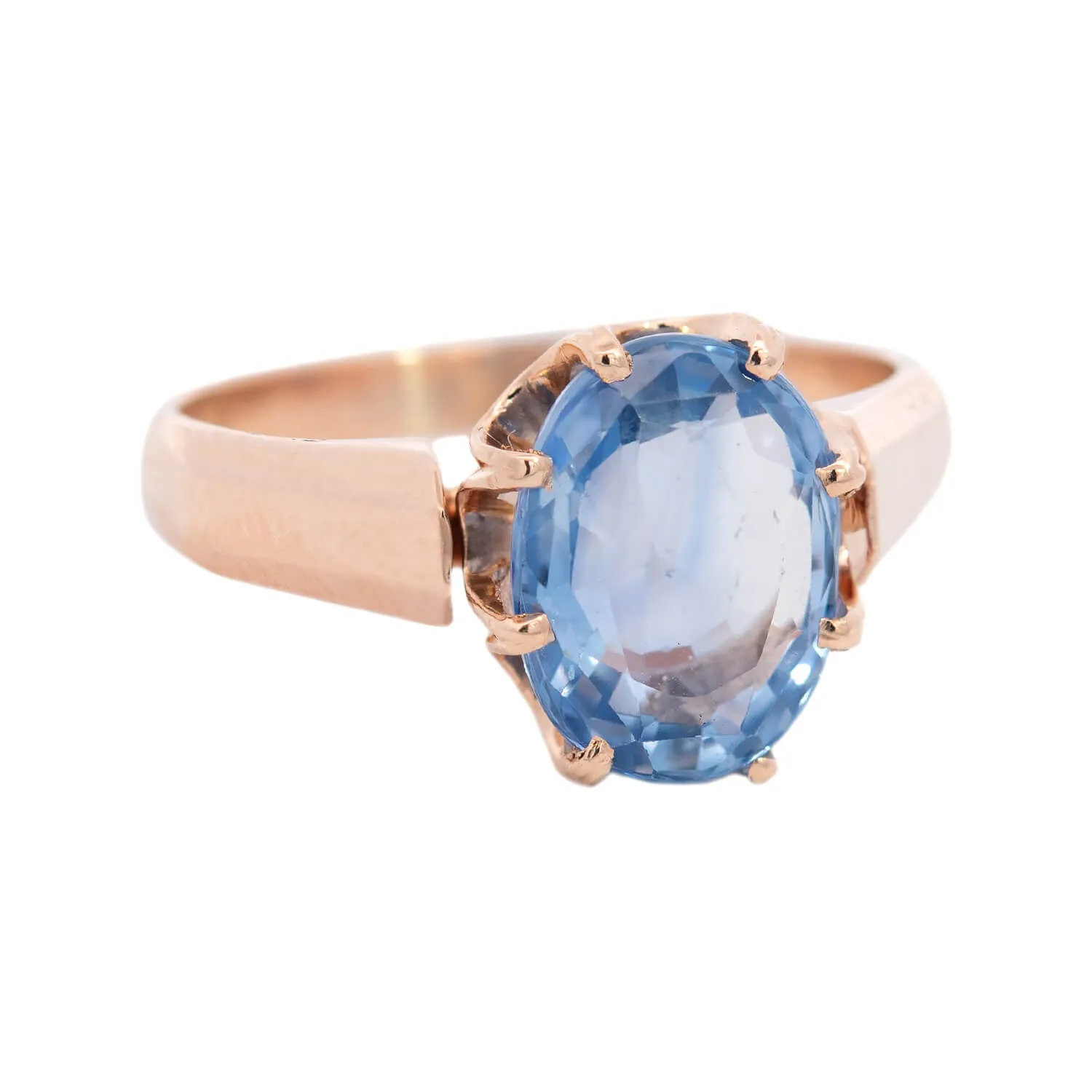 Victorian 14k Oval No Heat Ceylon Sapphire Ring 3.34ctw