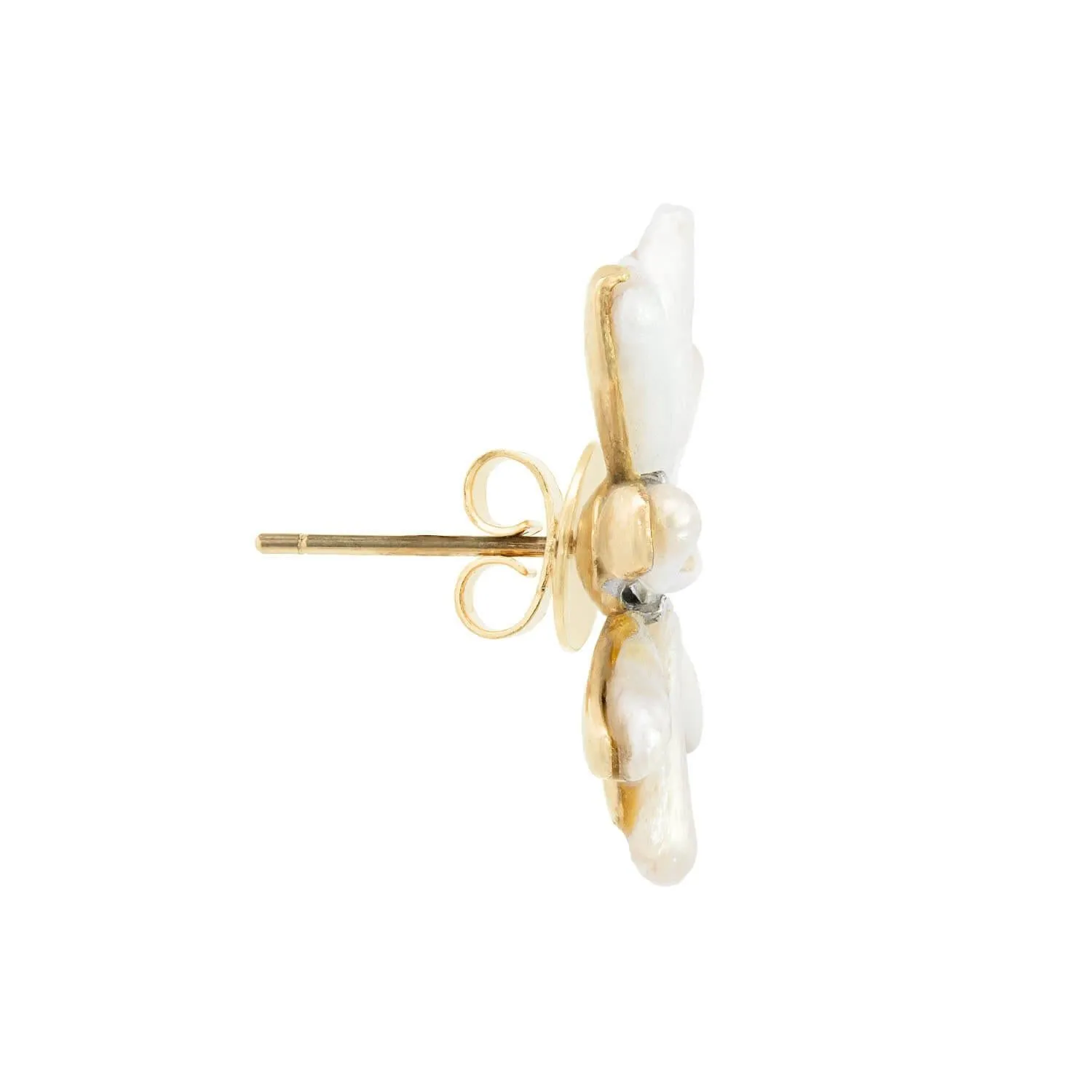 Victorian 14k Pearl and Diamond Flower Earrings