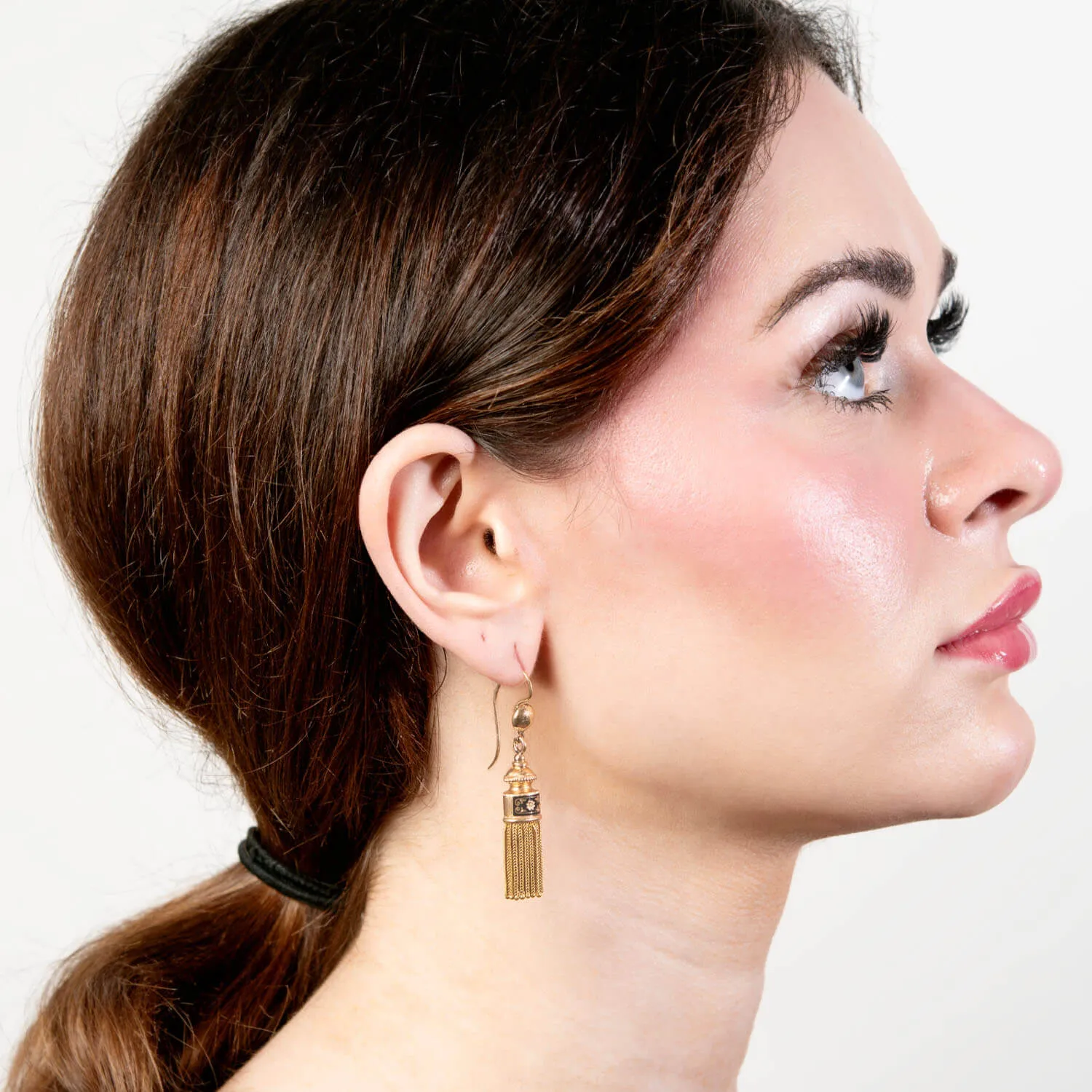 Victorian 22k Enamel Tassel Earrings