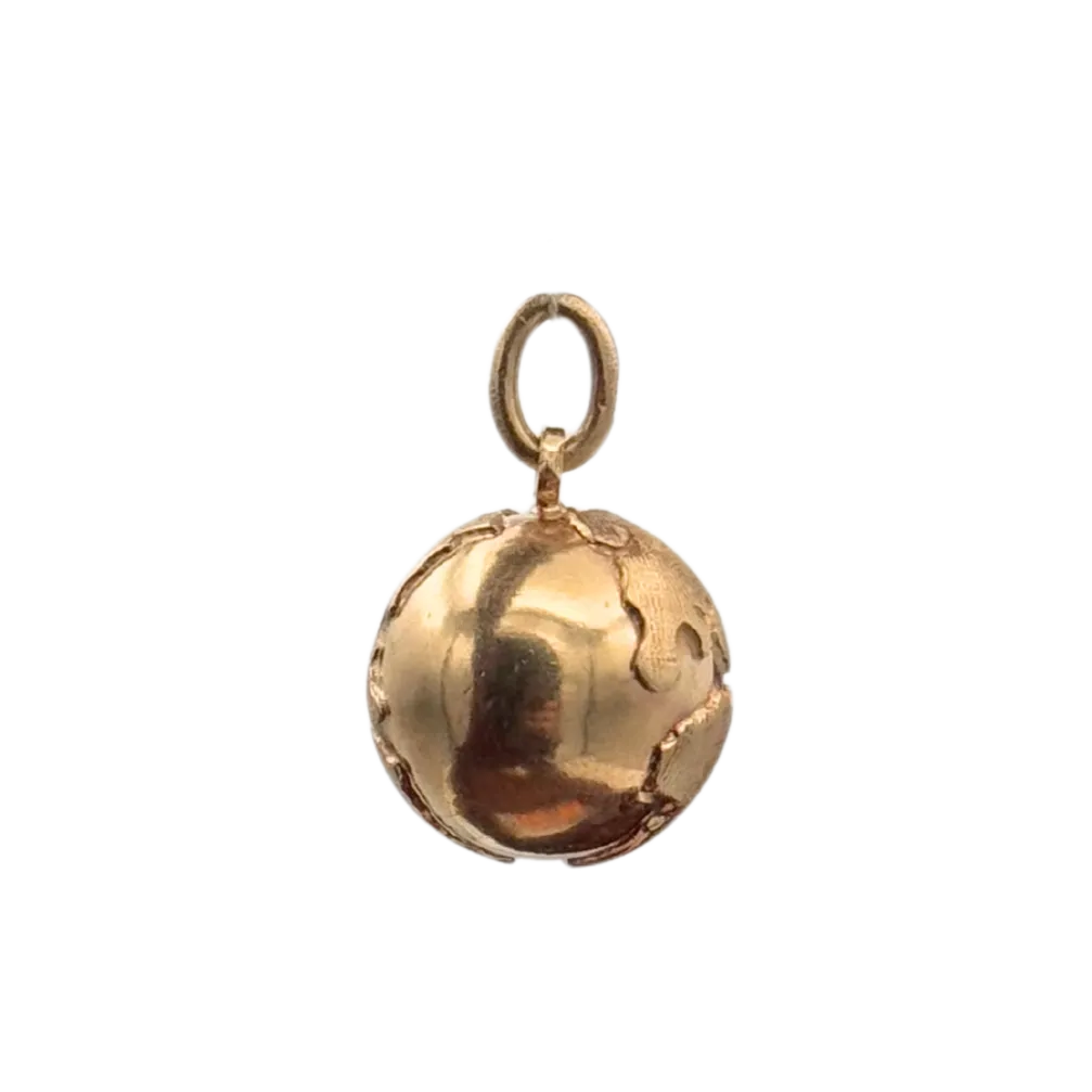 Vintage 10K Yellow Gold Globe Charm