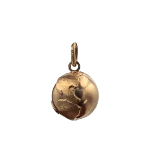 Vintage 10K Yellow Gold Globe Charm