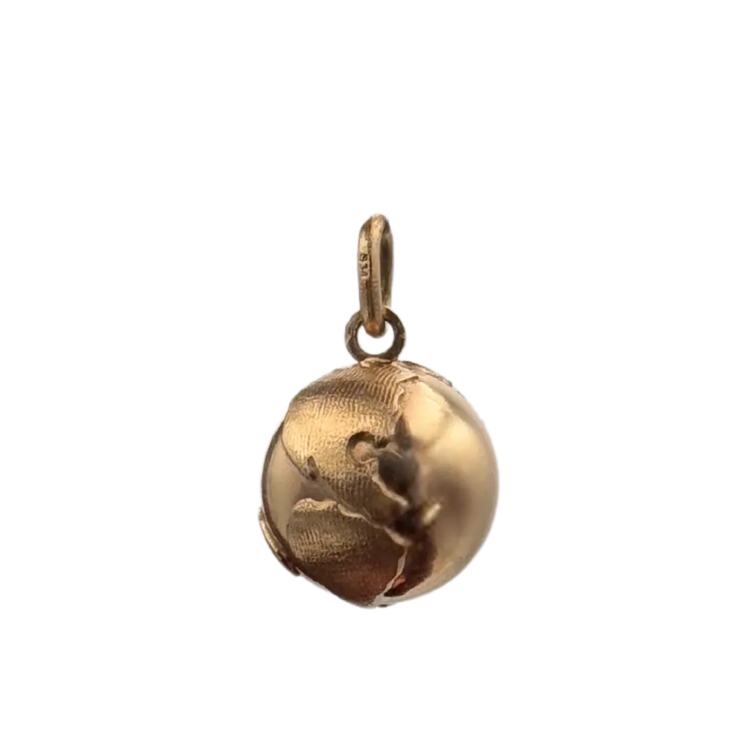 Vintage 10K Yellow Gold Globe Charm