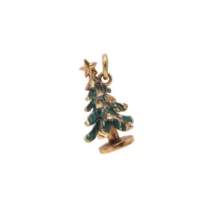 Vintage 14K Gold and Enamel Christmas Tree Charm