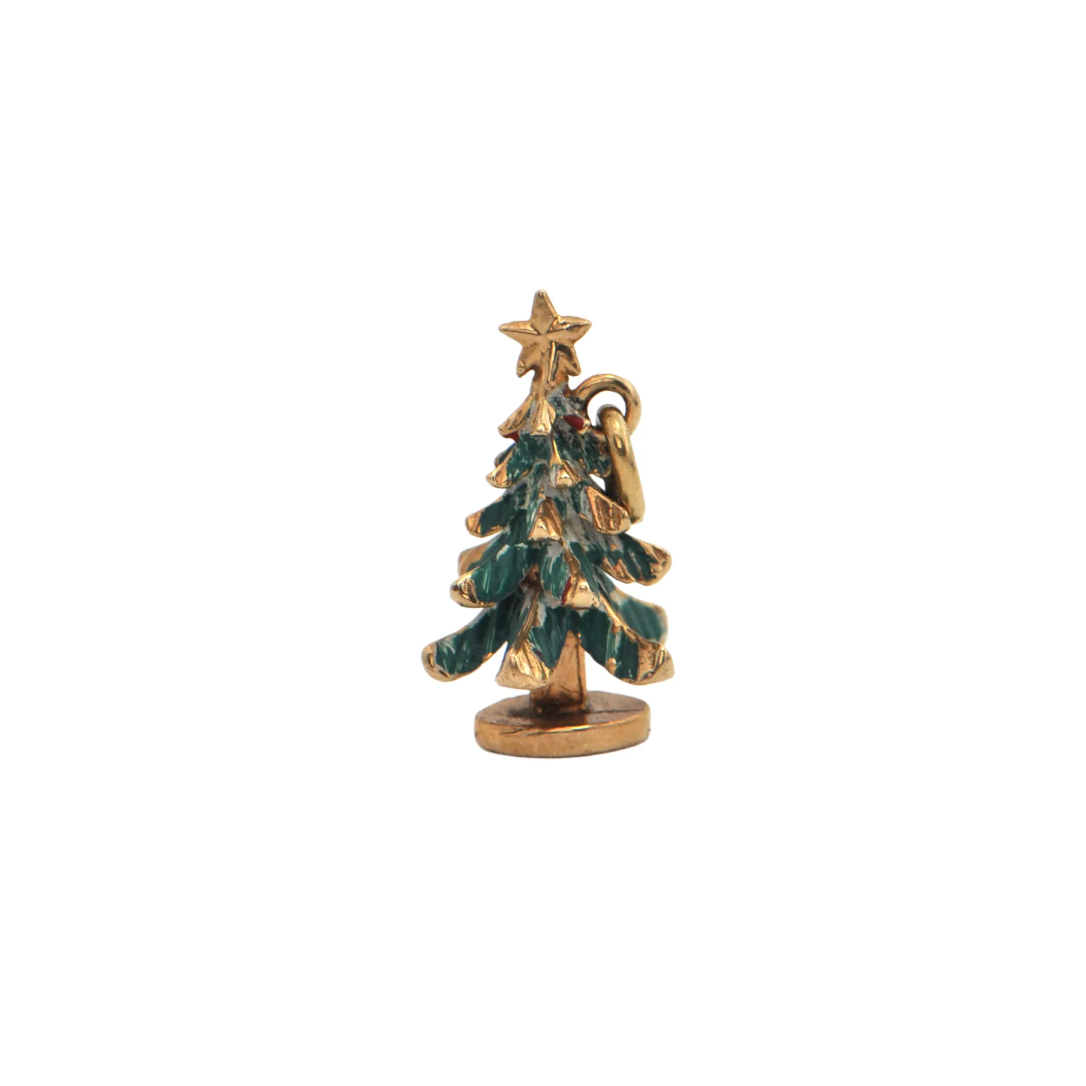 Vintage 14K Gold and Enamel Christmas Tree Charm