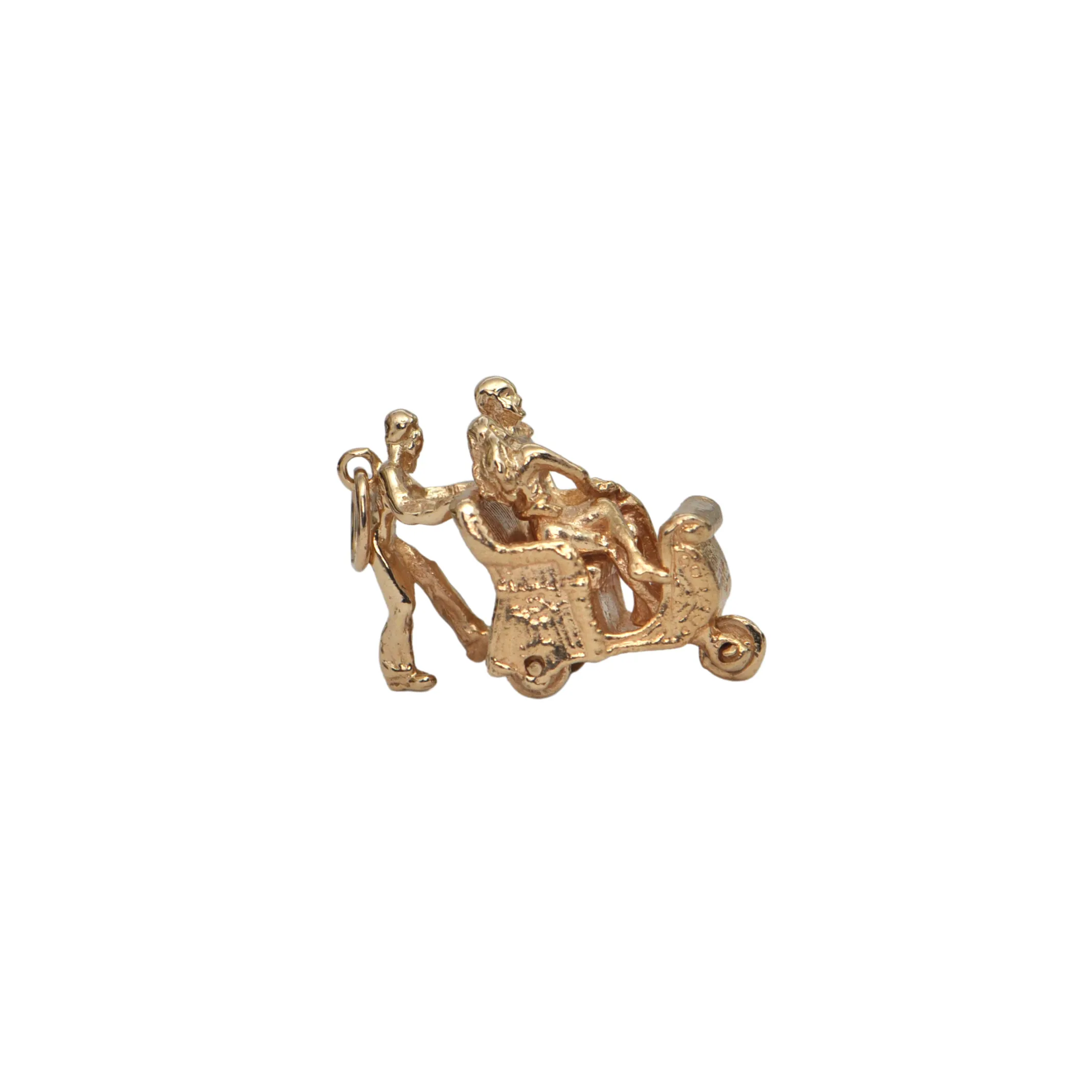Vintage 14k Gold Atlantic City Boardwalk Push Cart Charm